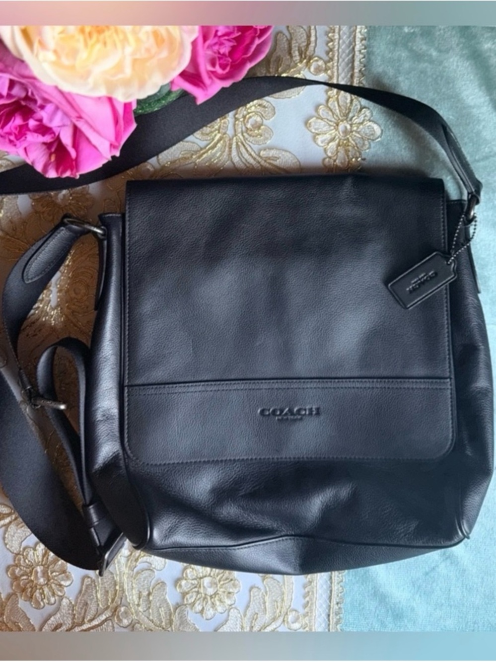 Coach Black Leather Messenger Bag